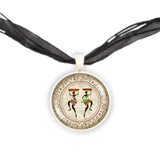 Colorful Costumed Women Silhouette African Art Style 1" Pendant Cable Chain Necklace in Silver Tone or Gold Tone