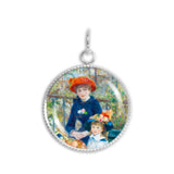 Two Sisters on the Terrace Renoir Art Painting 3/4" Charm for Petite Pendant or Bracelet in Silver Tone