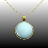 Planet Uranus Solar System Space 1" Pendant Necklace in Gold Tone