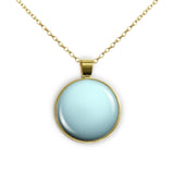 Planet Uranus Solar System Space 1" Pendant Necklace in Gold Tone
