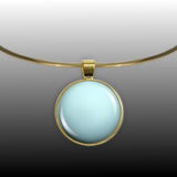 Planet Uranus Solar System Space 1" Pendant Necklace in Gold Tone