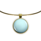 Planet Uranus Solar System Space 1" Pendant Necklace in Gold Tone