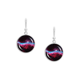 Veil Nebula in the Constellation Cygnus Dangle Earrings w/ 3/4" Space Charms in Silver Tone