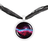 Veil Nebula in the Constellation Cygnus Space 1" Pendant Necklace in Silver Tone