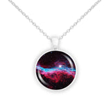 Veil Nebula in the Constellation Cygnus Space 1" Pendant Necklace in Silver Tone