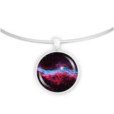 Veil Nebula in the Constellation Cygnus Space 1" Pendant Necklace in Silver Tone