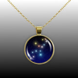Virgo Constellation Illustration 1" Pendant Necklace in Gold Tone
