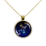 Virgo Constellation Illustration 1" Pendant Necklace in Gold Tone