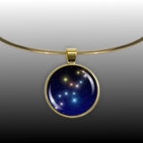 Virgo Constellation Illustration 1" Pendant Necklace in Gold Tone