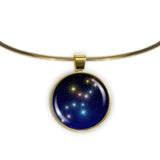 Virgo Constellation Illustration 1" Pendant Necklace in Gold Tone