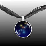 Virgo Constellation Illustration 1" Space Pendant Necklace in Silver Tone