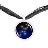 Virgo Constellation Illustration 1" Space Pendant Necklace in Silver Tone