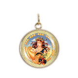 Virgo the Virgin Astrological Sign in the Zodiac Illustration 3/4" Charm for Petite Pendant or Bracelet in Silver Tone or Gold Tone