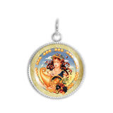 Virgo the Virgin Astrological Sign in the Zodiac Illustration 3/4" Charm for Petite Pendant or Bracelet in Silver Tone or Gold Tone