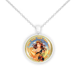 Virgo the Virgin Astrological Sign in the Zodiac Illustration 1" Pendant Necklace in Silver Tone