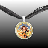 Virgo the Virgin Astrological Sign in the Zodiac Illustration 1" Pendant Necklace in Silver Tone