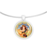 Virgo the Virgin Astrological Sign in the Zodiac Illustration 1" Pendant Necklace in Silver Tone