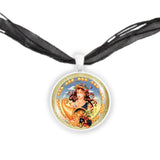 Virgo the Virgin Astrological Sign in the Zodiac Illustration 1" Pendant Necklace in Silver Tone