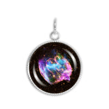 W49B Supernova Remnant Black Hole & Nebula in the Constellation Aquila Space 3/4" Charm for Petite Pendant or Bracelet in Silver Tone