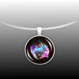 W49B Supernova Remnant Black Hole & Nebula in the Constellation Aquila Space 1" Pendant Necklace in Silver Tone