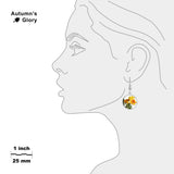 Blooming Sunny Yellow Daylily Flowers Illustration Dangle Earrings w/ 3/4" Charms in Silver Tone